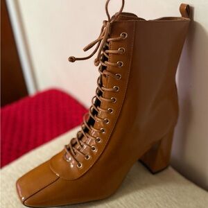 Elegant Tan Lace-Up Boots